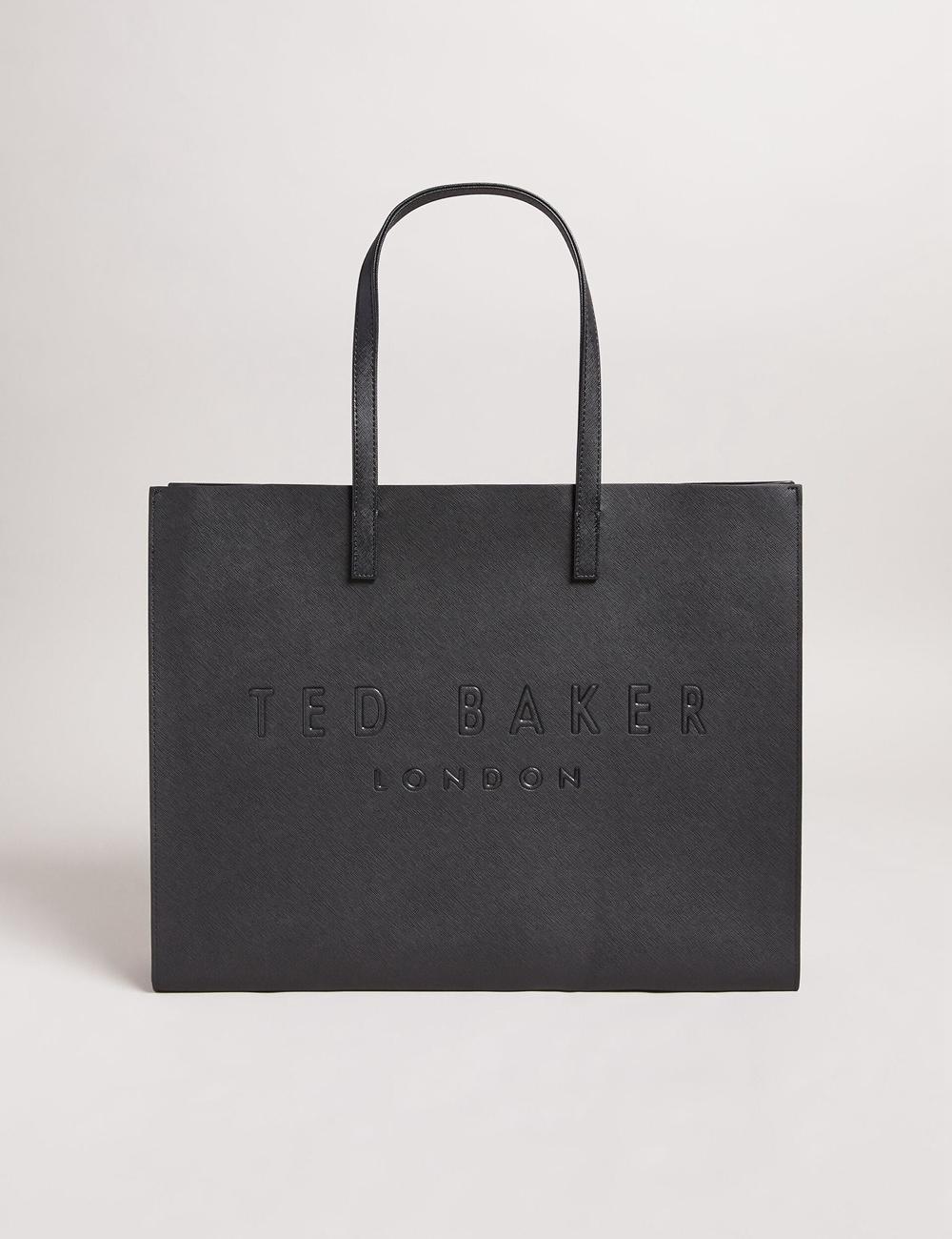 Black Ted Baker SUKICON - Textured Faux Leather Icon Women Tote Bags | SG  0946-LQDVW