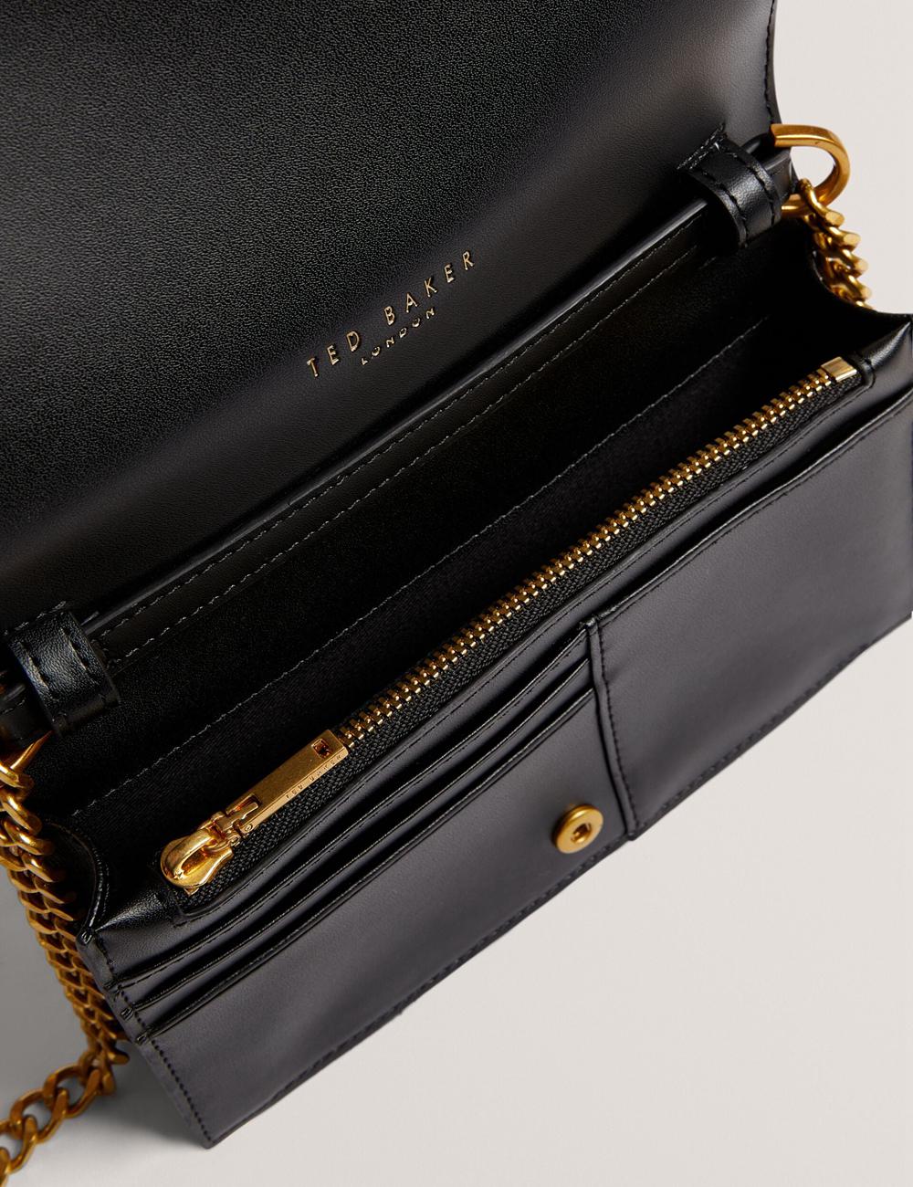 Black Ted Baker TABINA - Leather With Chain Crossbody Strap Women Purses | SG  3786-PAIBQ