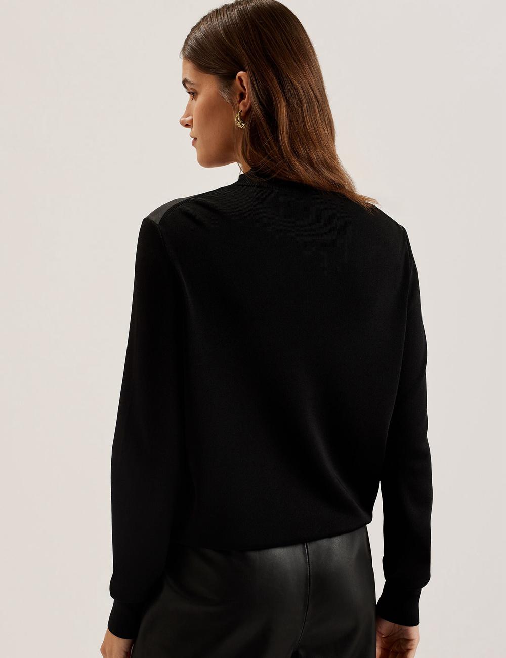 Black Ted Baker TABITHR - Printed Panel Long Sleeve Knit Women Tops | SG  0157-TPBUI