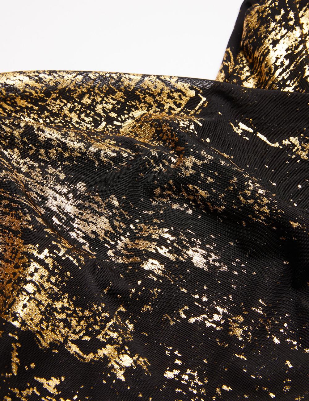 Black Ted Baker TALULAR - Bardot Foil Printed Mesh Women Tops | SG  9684-WDINA