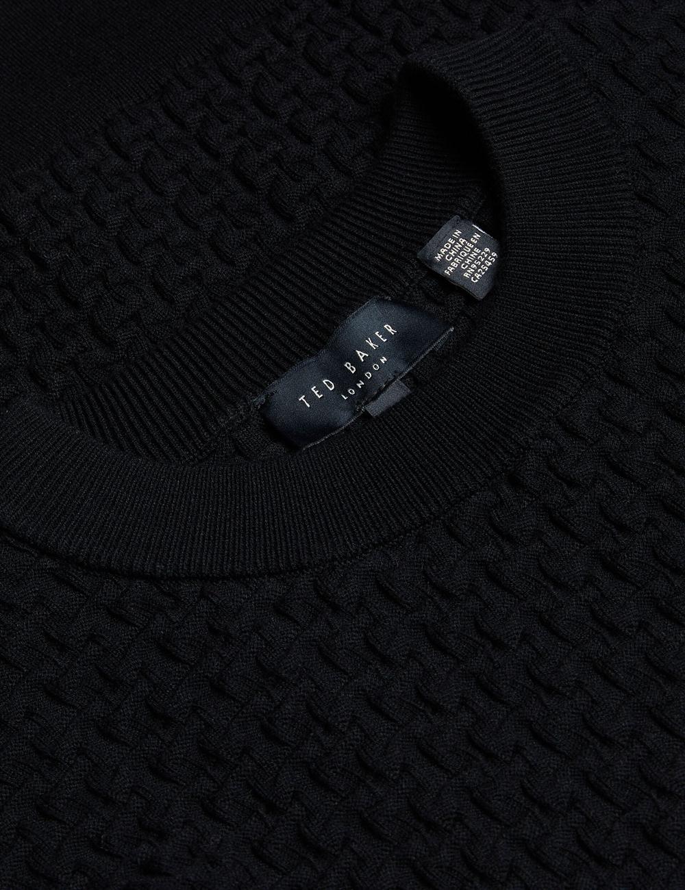 Black Ted Baker TEDTYY - Textured T Jacquard Knitted Women Jumpers | SG  5273-YWDLX