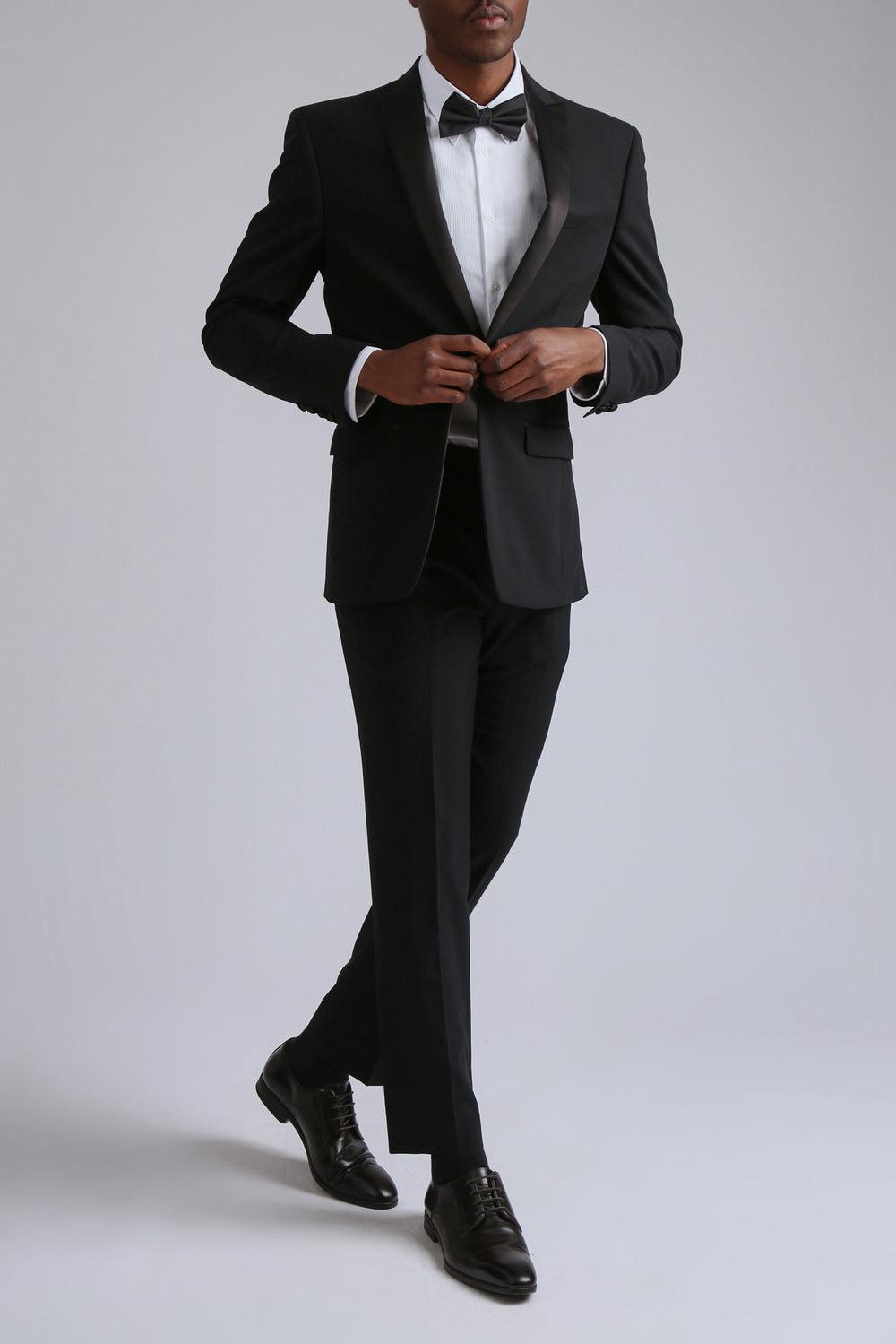 Black Ted Baker TUXEDO SLIM TS - Slim Fit Black Tuxedo Suit Men Trousers | SG  6290-KBSNU