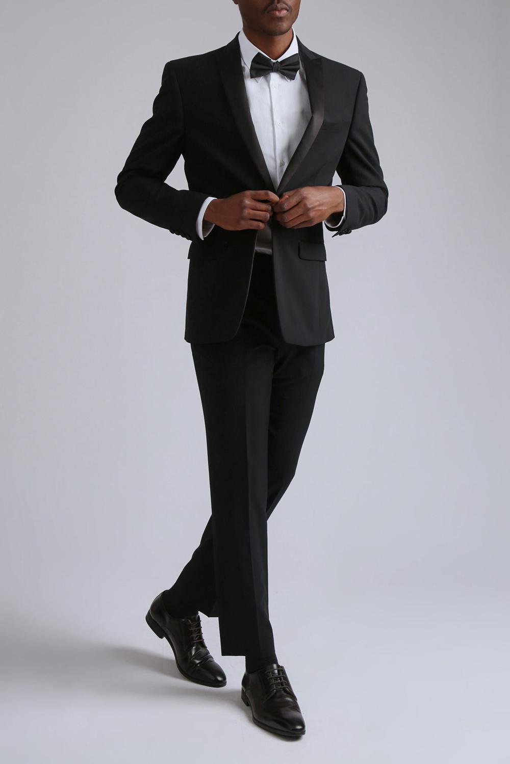 Black Ted Baker TUXEDO SLIM TS - Slim Fit Black Tuxedo Suit Men Trousers | SG  6290-KBSNU