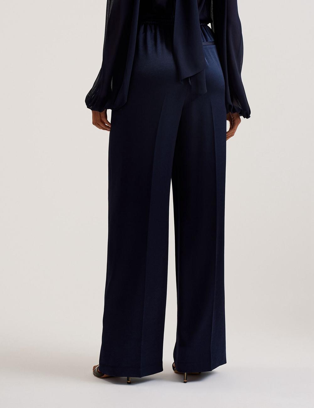 Black Ted Baker UMAIBO - Satin Wide Leg Drawstring Joggers Women Trousers | SG  4872-NTRFV