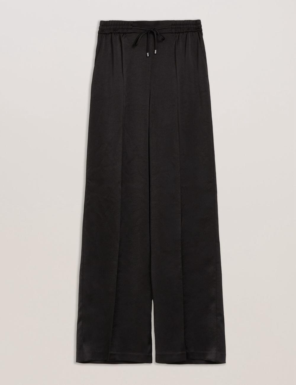 Black Ted Baker UMAIBO - Satin Wide Leg Drawstring Joggers Women Trousers | SG  4872-NTRFV