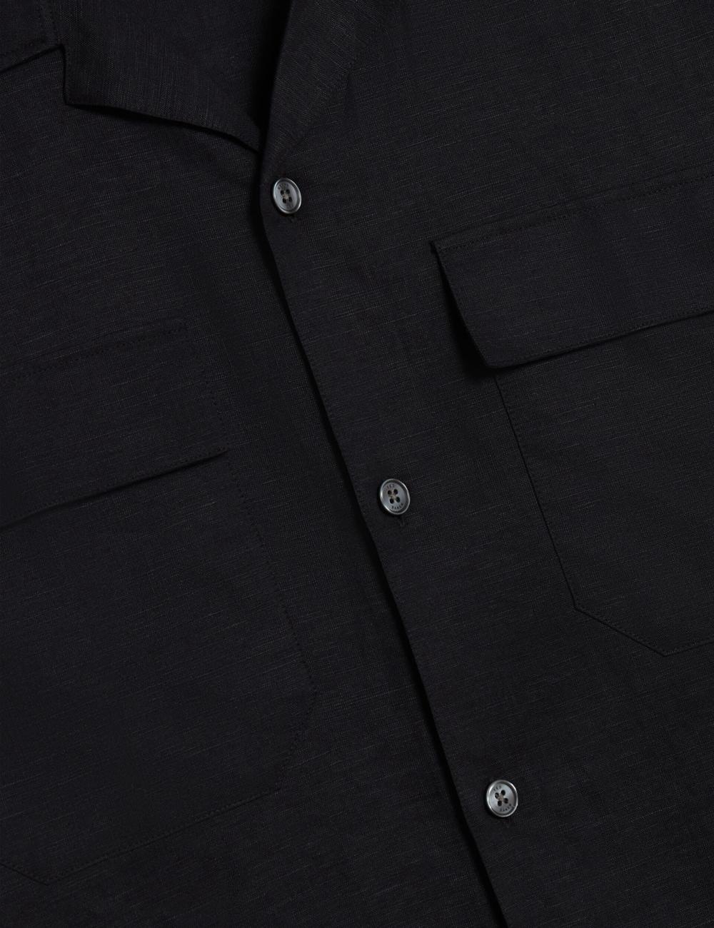 Black Ted Baker WHETHER - Short Sleeve Regular Fit Double Pocket Men Casual Shirts | SG  4613-QKIMS