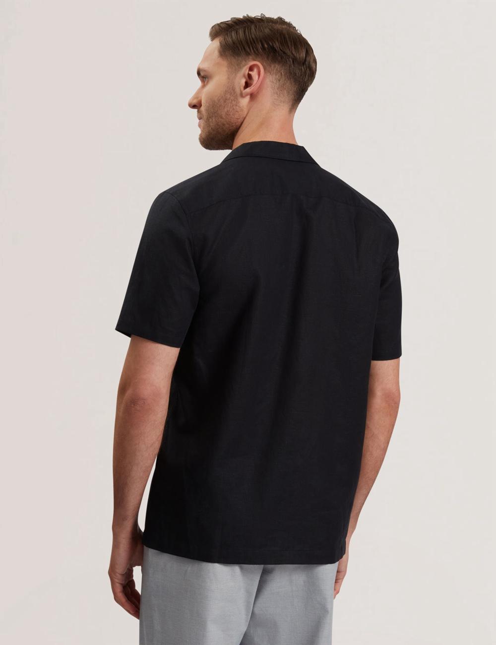 Black Ted Baker WHETHER - Short Sleeve Regular Fit Double Pocket Men Casual Shirts | SG  4613-QKIMS