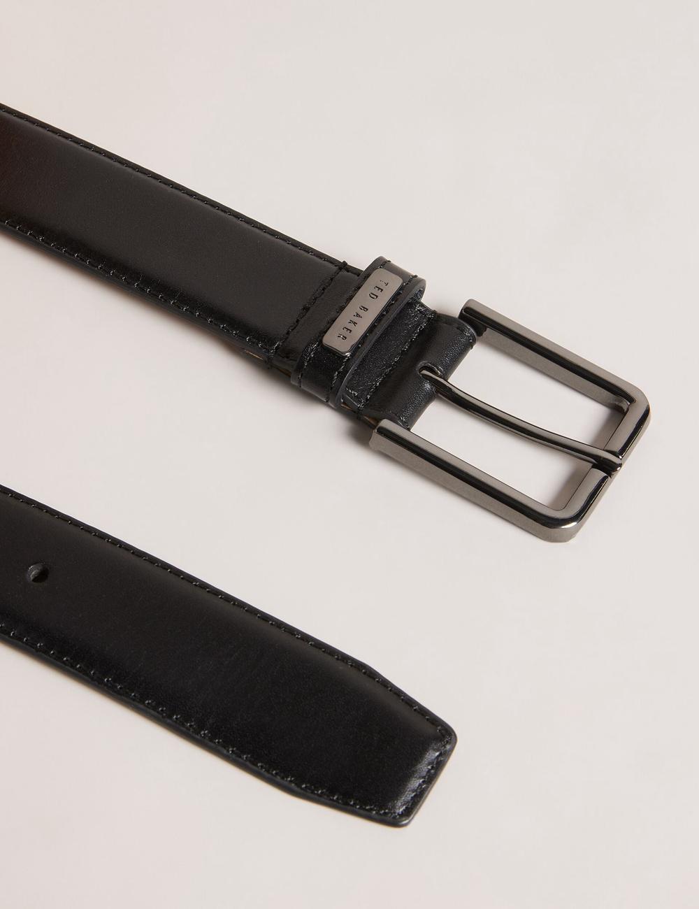 Black Ted Baker WIZERD | SG  Polished Leather With Logo Hardware Men Belts | SG  9582-UXKJS