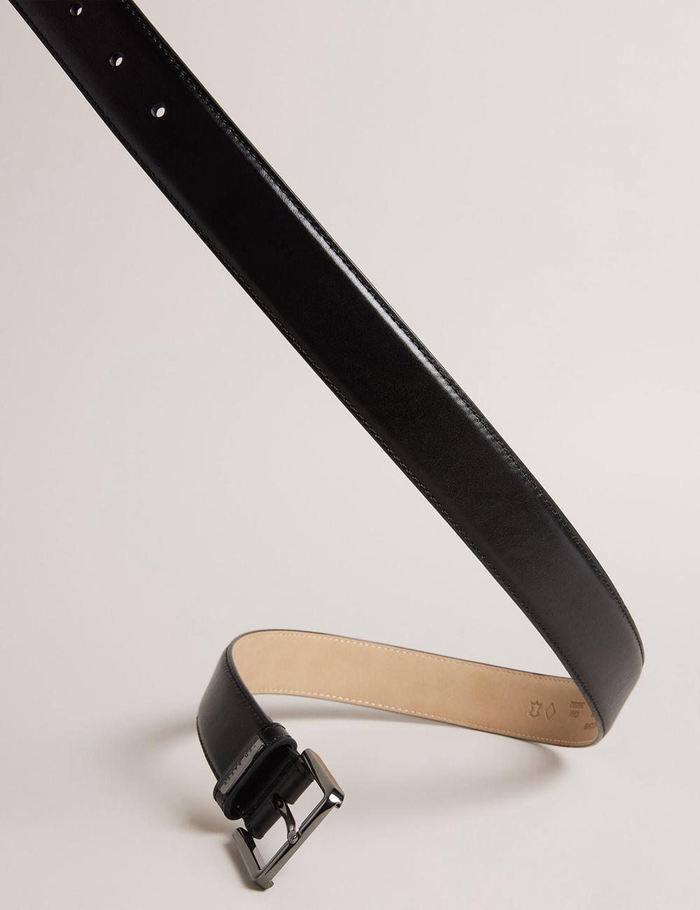 Black Ted Baker WIZERD | SG  Polished Leather With Logo Hardware Men Belts | SG  9582-UXKJS