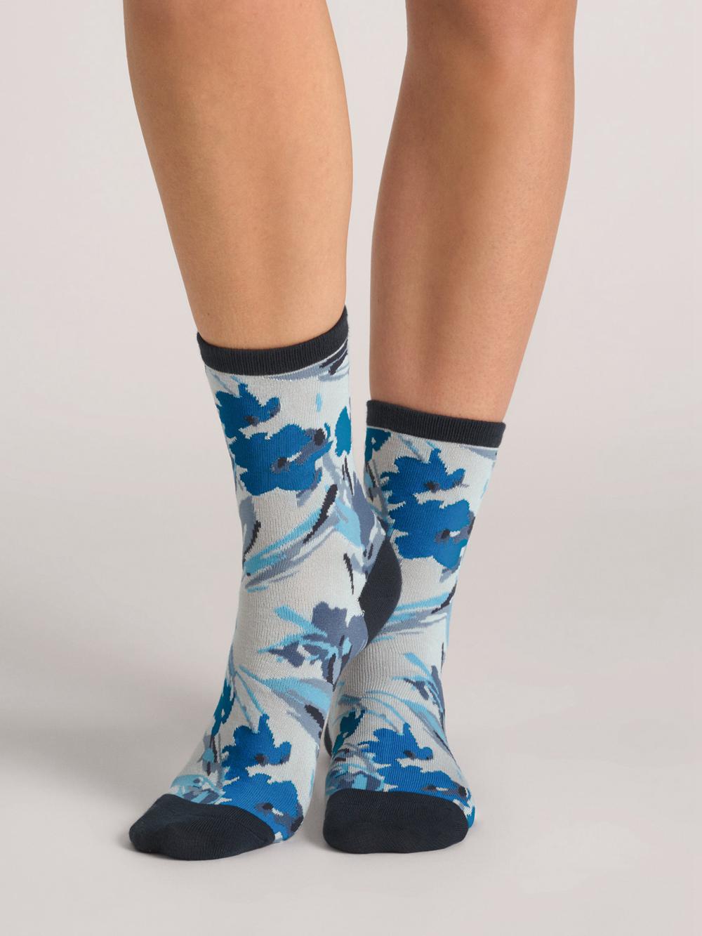 Blue Ted Baker 3 Pack Mixed Floral Rayon Crew Women Socks | SG  7086-SEIJB