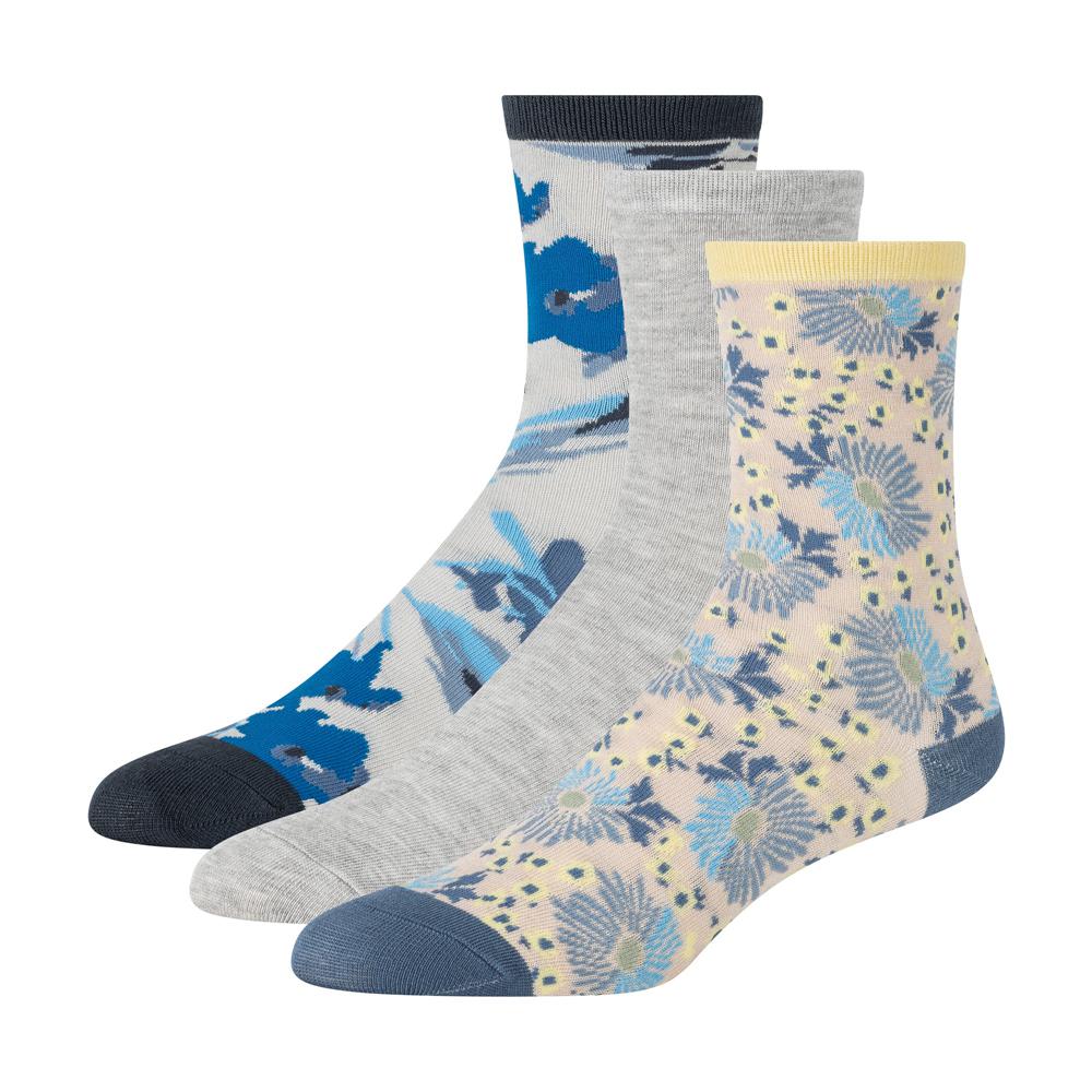 Blue Ted Baker 3 Pack Mixed Floral Rayon Crew Women Socks | SG  7086-SEIJB