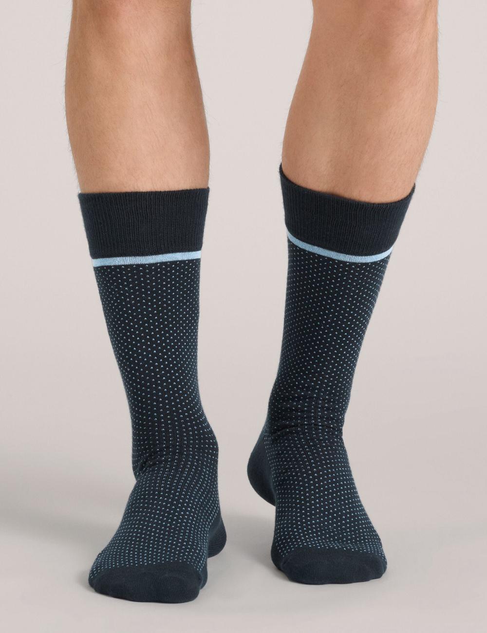 Blue Ted Baker 6 Pack Cotton Rich Mixed Crew Men Socks | SG  1720-STBKY