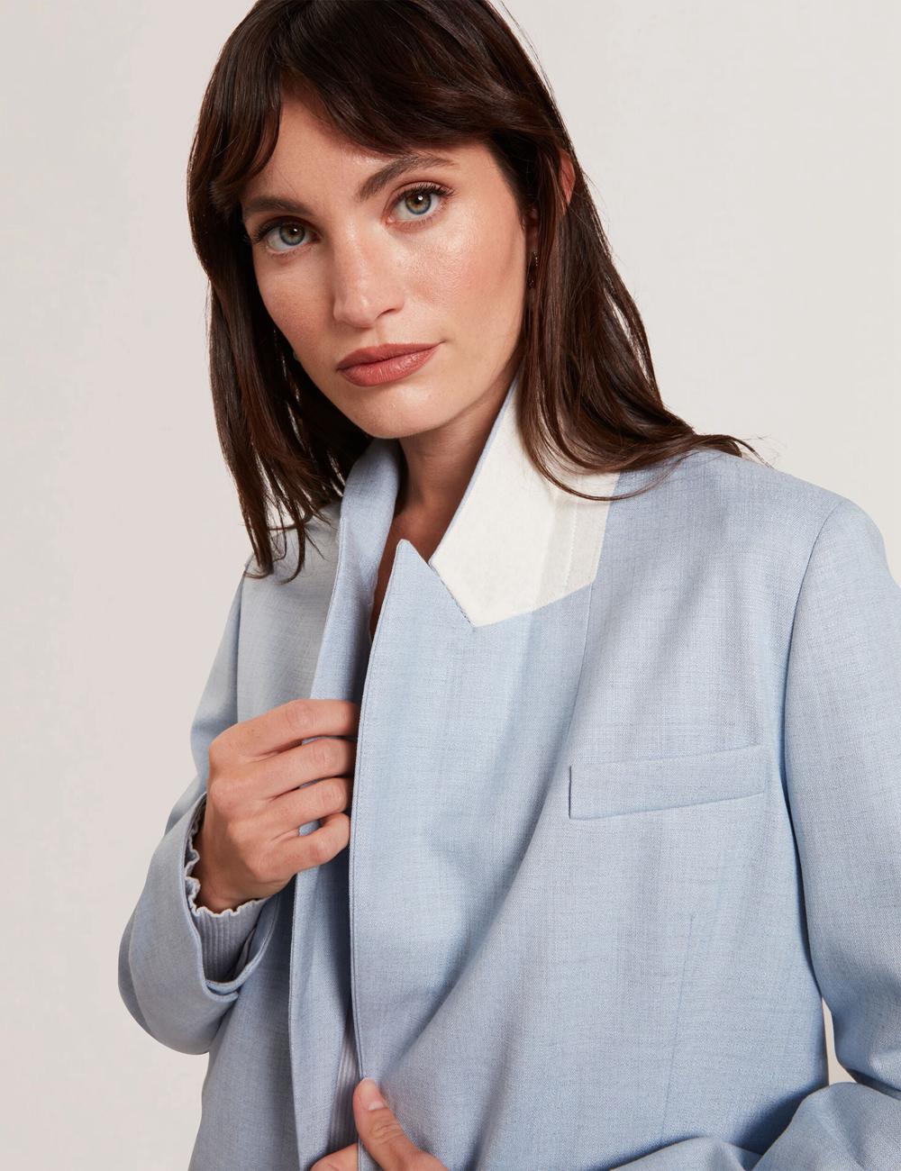 Blue Ted Baker CARNI - Relaxed Tailored Single Breasted Women Blazers | SG  9075-QJWAE