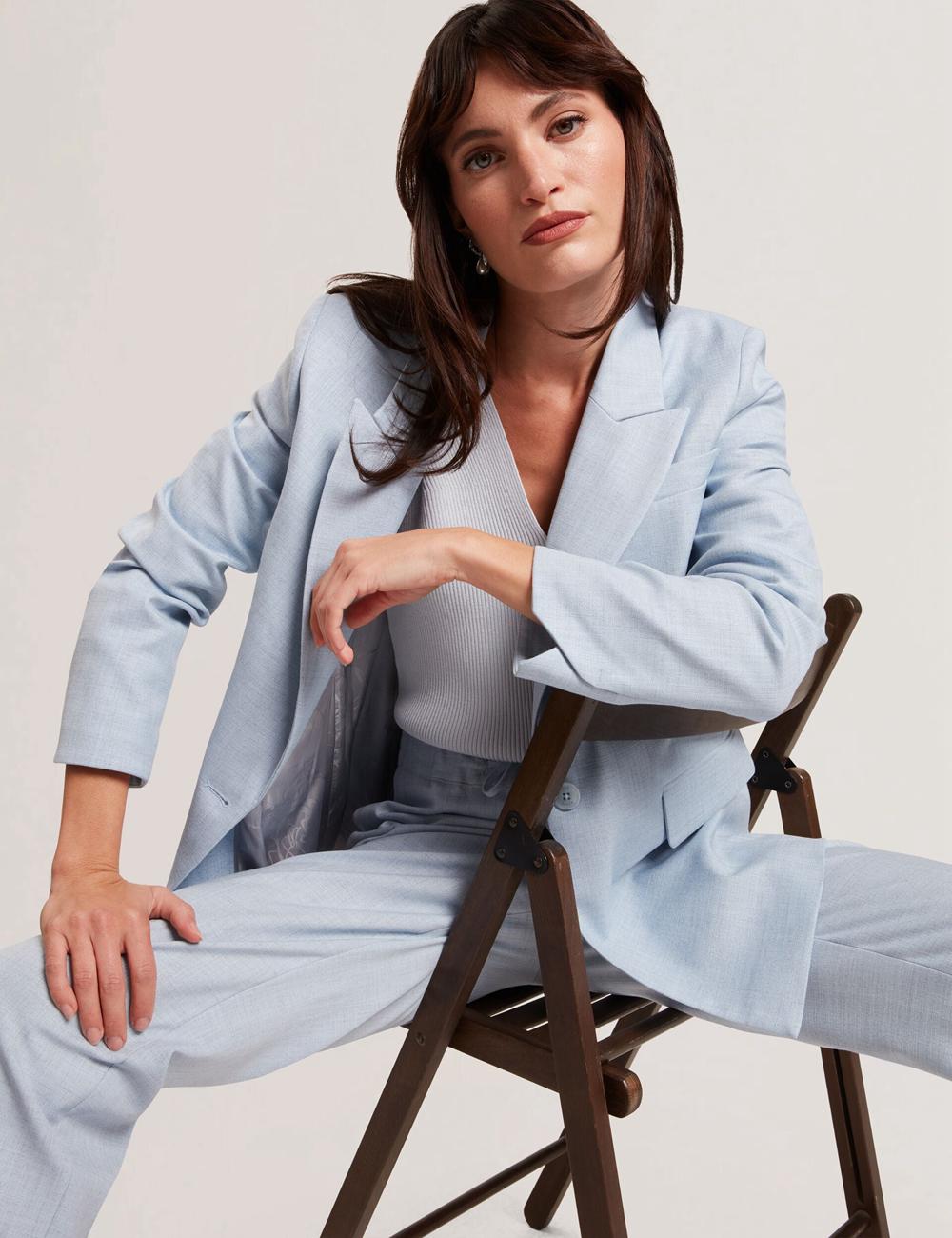 Blue Ted Baker CARNI - Relaxed Tailored Single Breasted Women Blazers | SG  9075-QJWAE