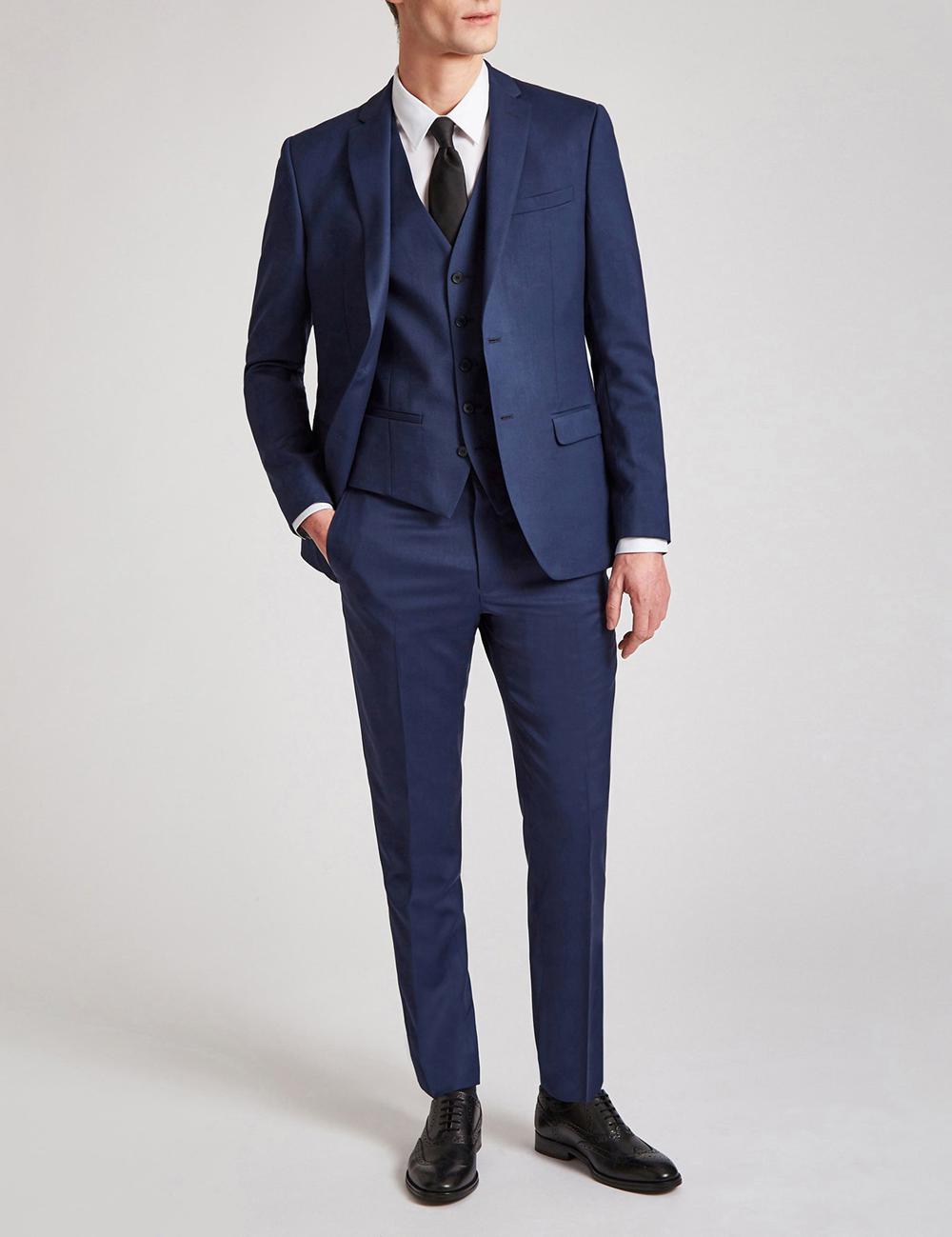 Blue Ted Baker FINLAYJS - Twill Wool Slim Fit Suit Men Jackets | SG  4937-FZEYW