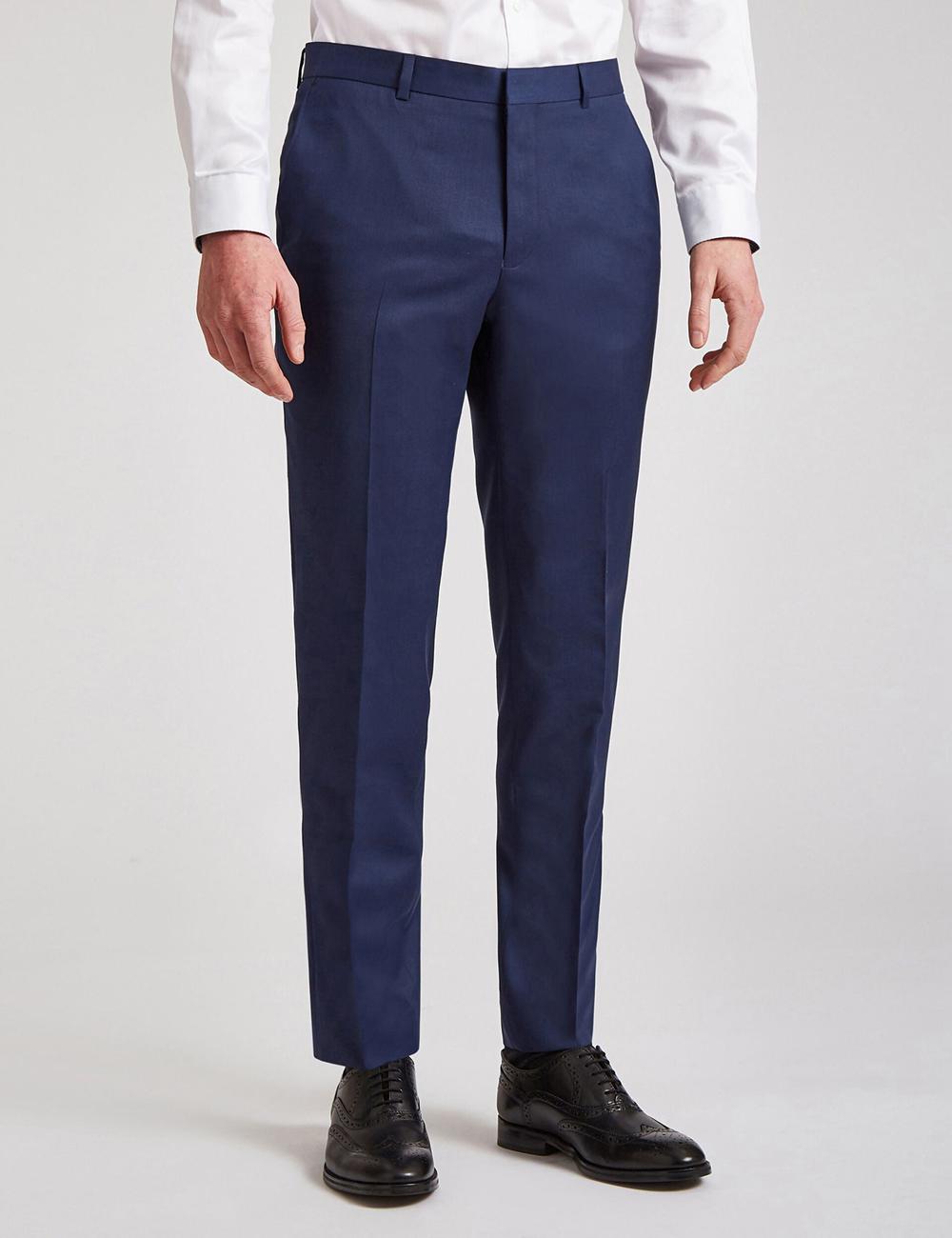 Blue Ted Baker FINLAYTS - Twill Wool Slim Fit Suit Men Trousers | SG  5839-EAOPI