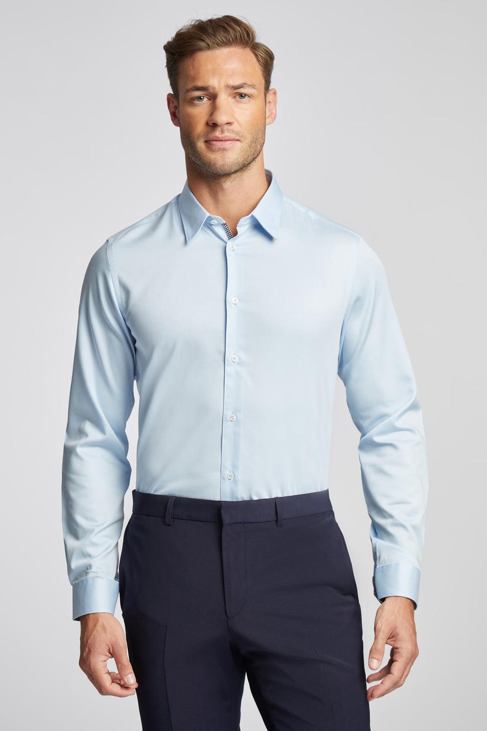 Blue Ted Baker ISLA - Slim Fit Pure Cotton Men Formal Shirts | SG  3520-AGSOC