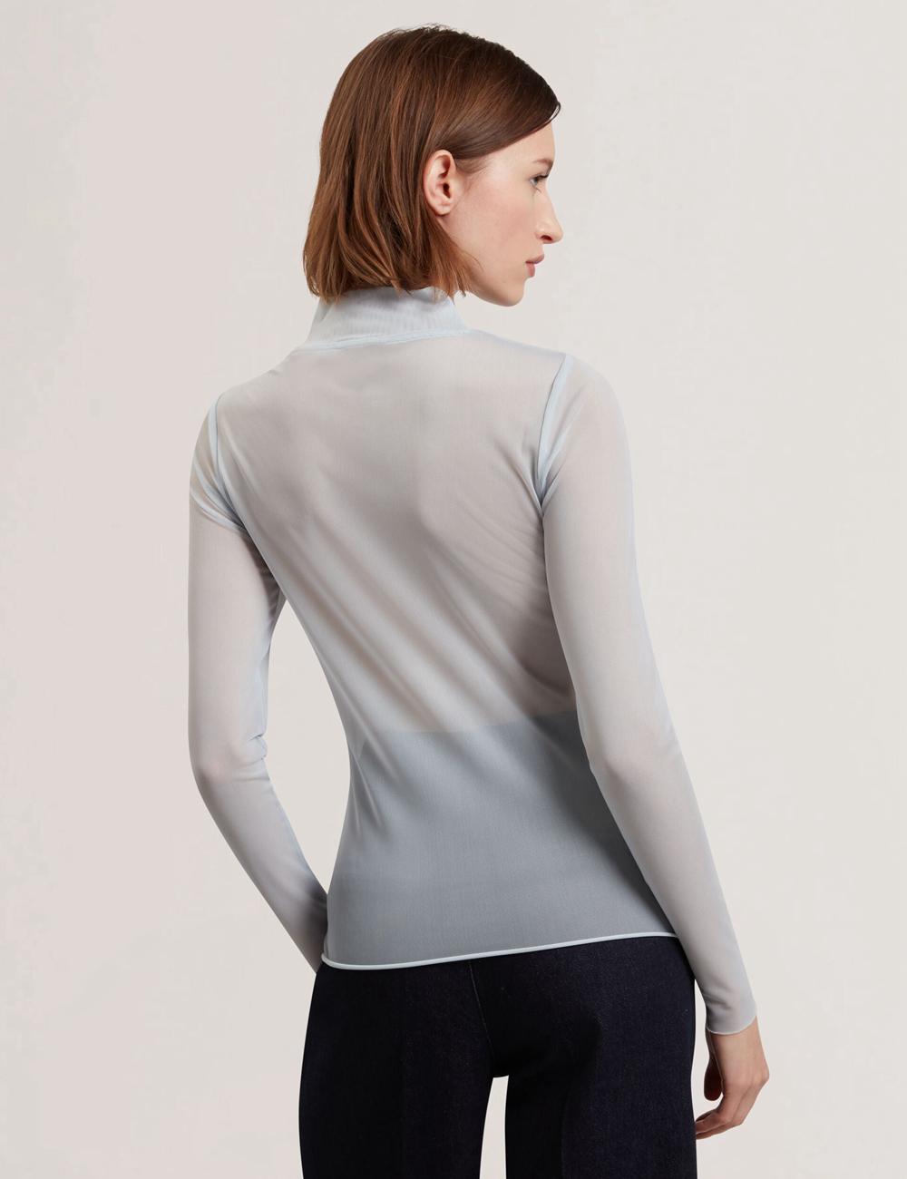 Blue Ted Baker PIPYA - Floral High Neck Long Sleeve Mesh Women Tops | SG  0746-YJWRP