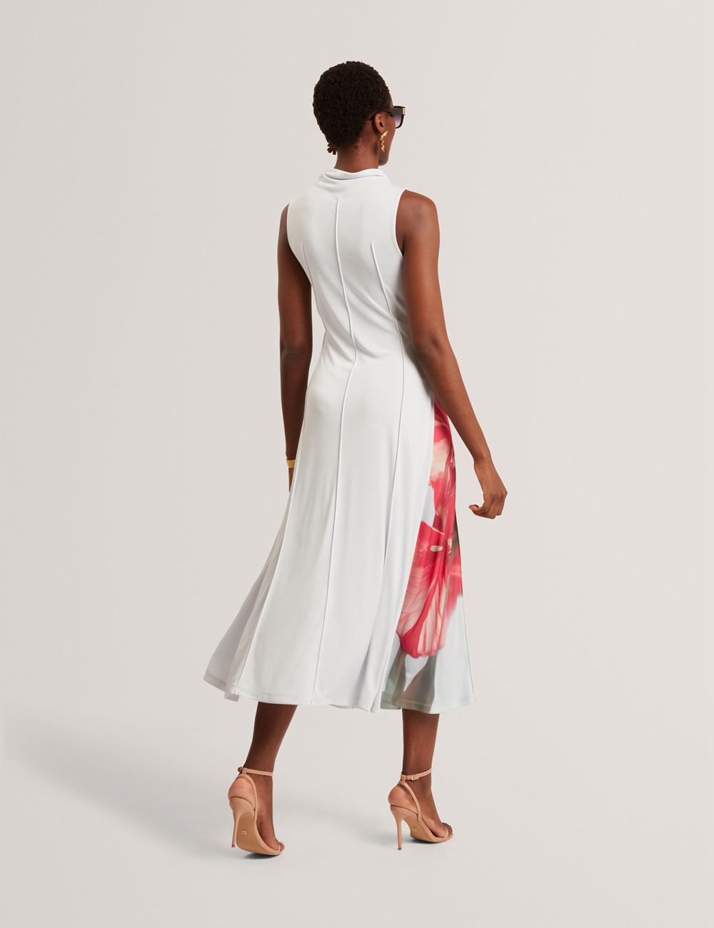 Blue Ted Baker REBEHKA - High Neck Printed Jersey Women Midi Dresses | SG  5809-YJTBR