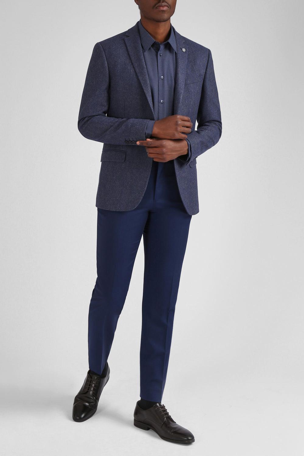 Blue Ted Baker TIANJS - Textured Wool Blend Tailored Men Blazers | SG  7239-AFGHK
