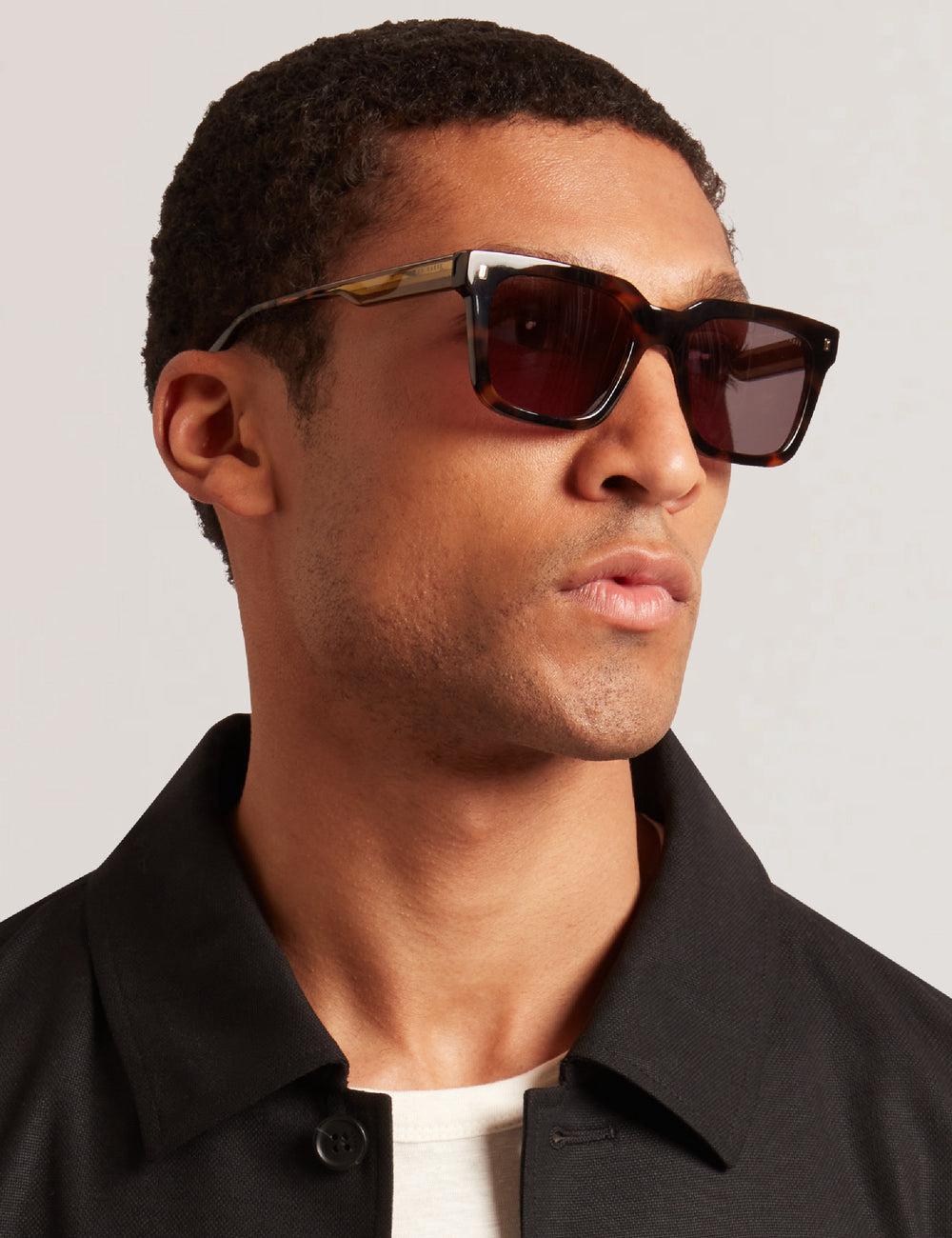 Brown Ted Baker CAIN - Chunky Square Two Tone Men Sunglasses | SG  3210-TFZUJ