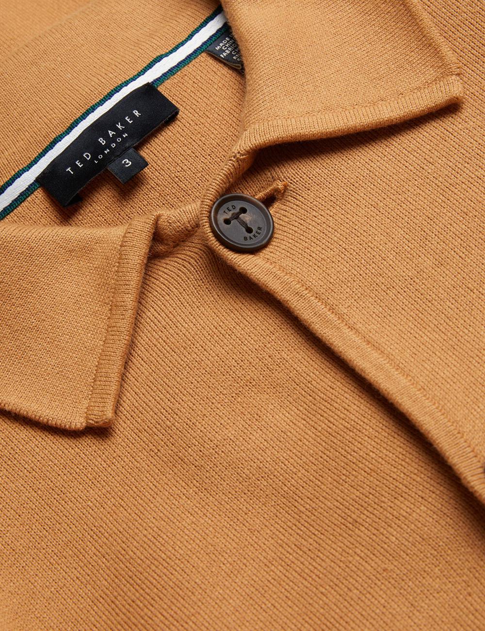 Brown Ted Baker FREDER - Knitted Cotton Blend Men Overshirts | SG  4753-AKQBP