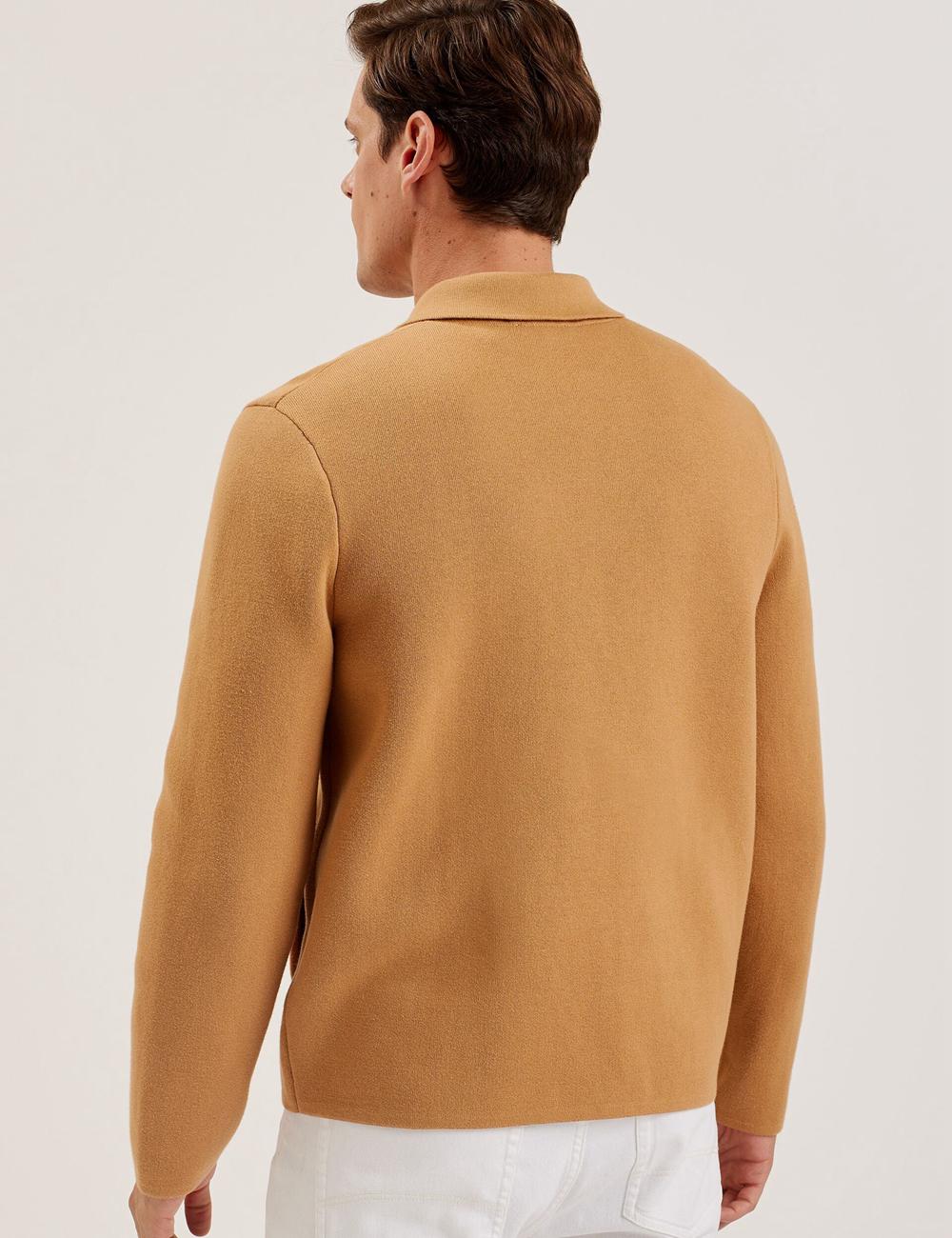 Brown Ted Baker FREDER - Knitted Cotton Blend Men Overshirts | SG  4753-AKQBP