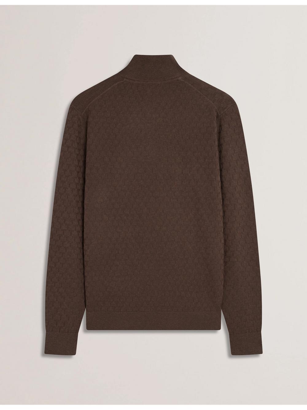 Brown Ted Baker KURNLE - T Knit Half Zip Funnel Neck Men Jumpers | SG  5968-TCJLI