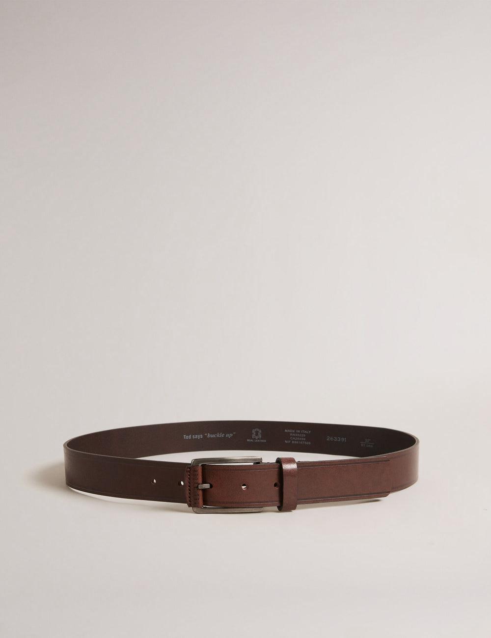 Brown Ted Baker LINDED - Debossed Detail Smooth Leather Men Belts | SG  3105-IUTEO