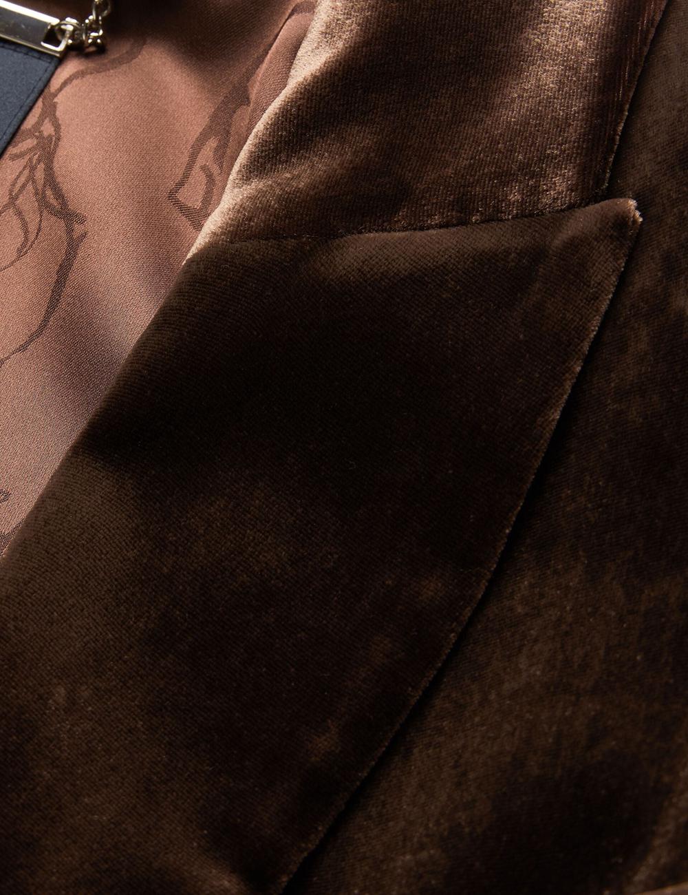 Brown Ted Baker MOMIJI - Velvet Waist Single Breasted Women Blazers | SG  0362-MUNIT
