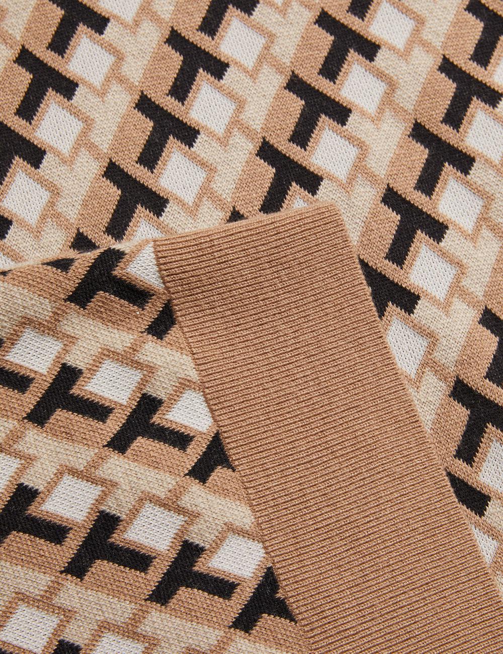 Brown Ted Baker SEFERRY - Interlocking T Jacquard Knitted Men Polos Shirts | SG  4382-RBFUW