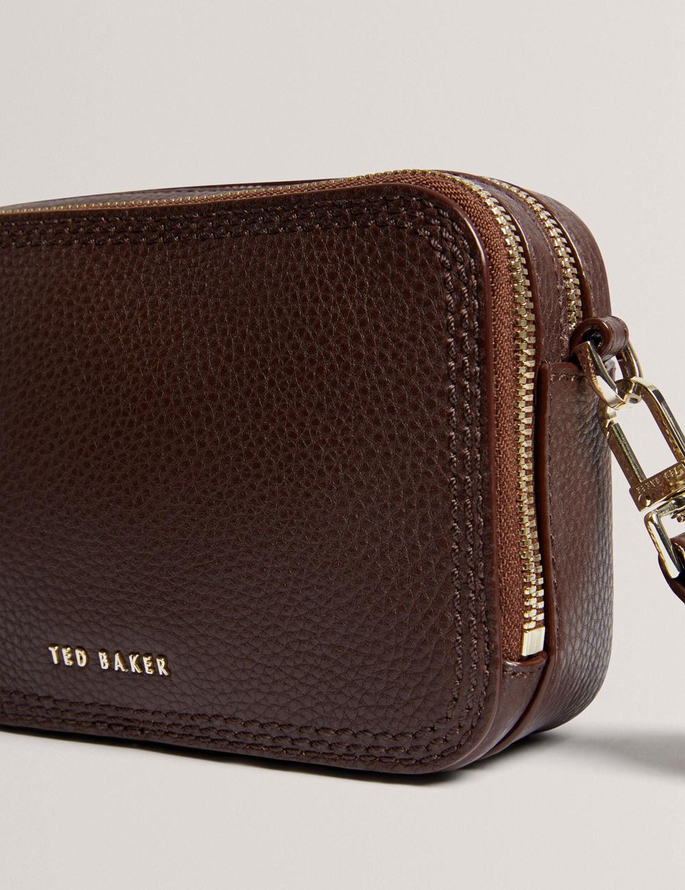 Brown Ted Baker WILLSA - Branded Webbing Mini Leather Camera Women Camera Bag | SG  5983-CNVTL