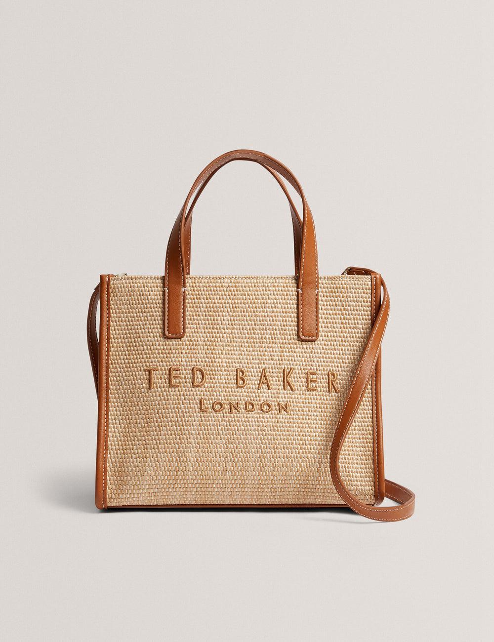 Camel Ted Baker PAOLINA - Faux Raffia PU Trim Small Women Tote Bags | SG  5932-GCZBV