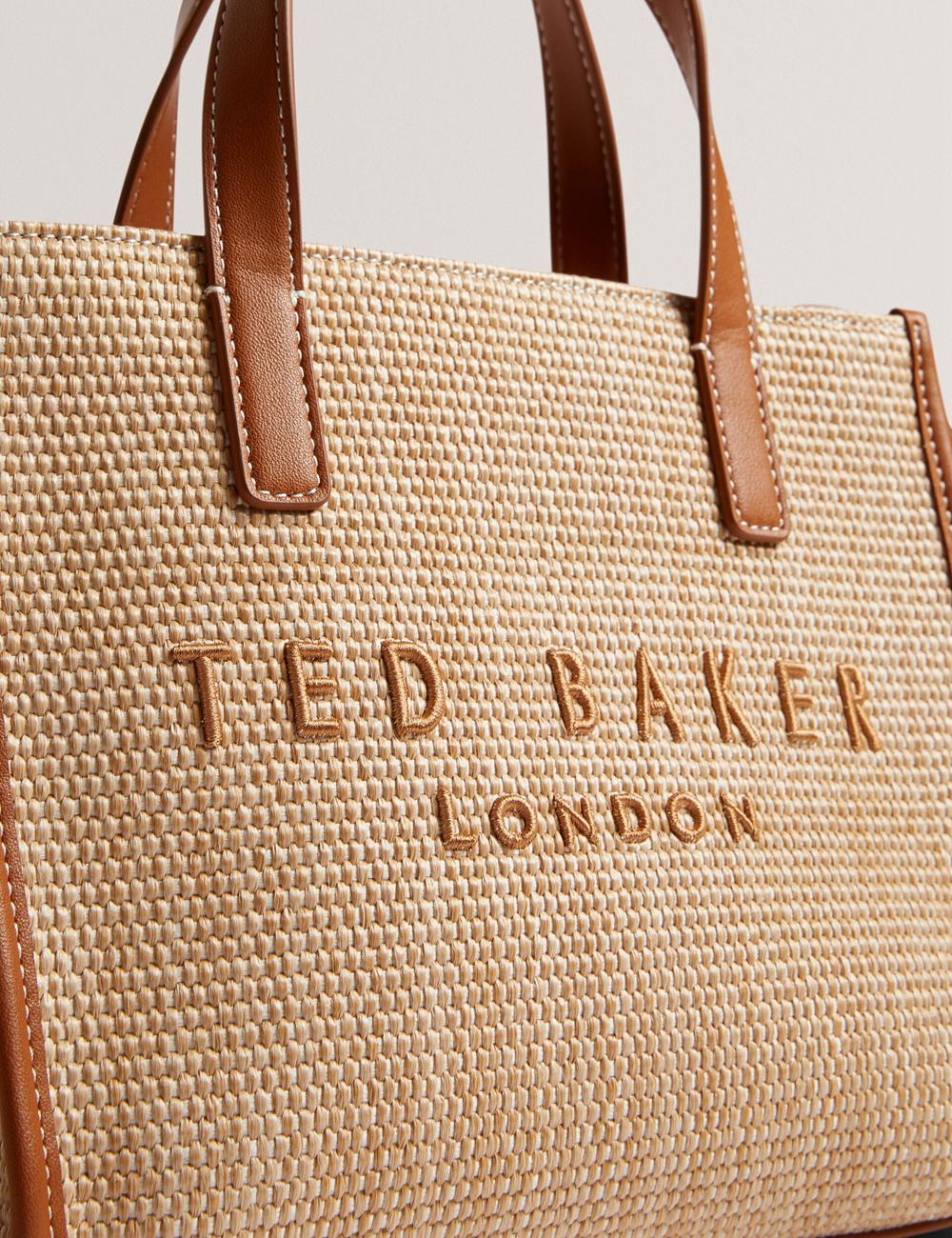 Camel Ted Baker PAOLINA - Faux Raffia PU Trim Small Women Tote Bags | SG  5932-GCZBV