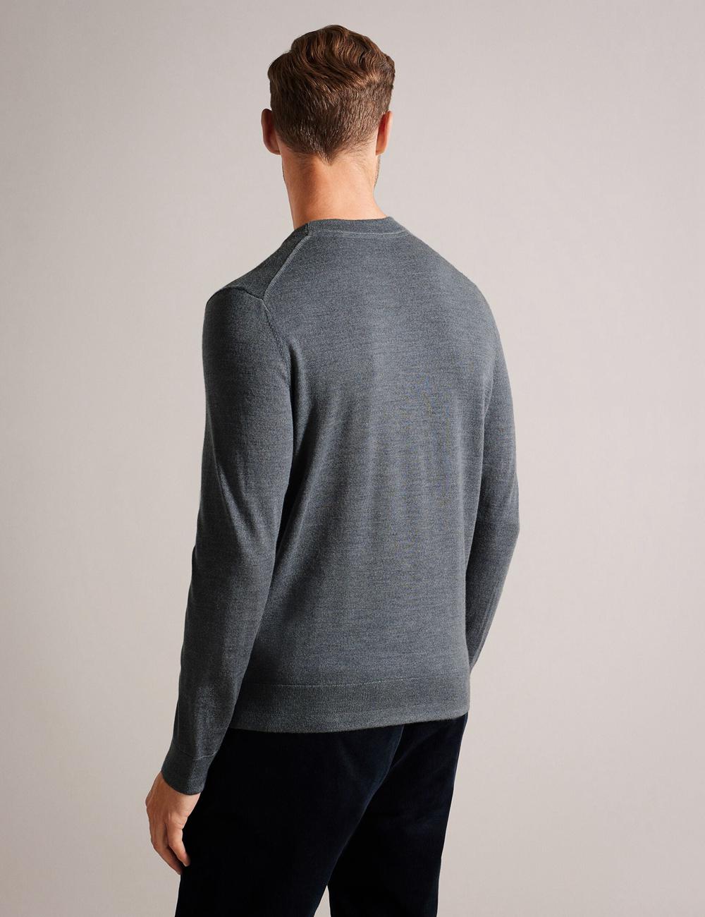 Charcoal Ted Baker CARNBY - Pure Wool Crew Neck Men Jumpers | SG  8946-VSQKH