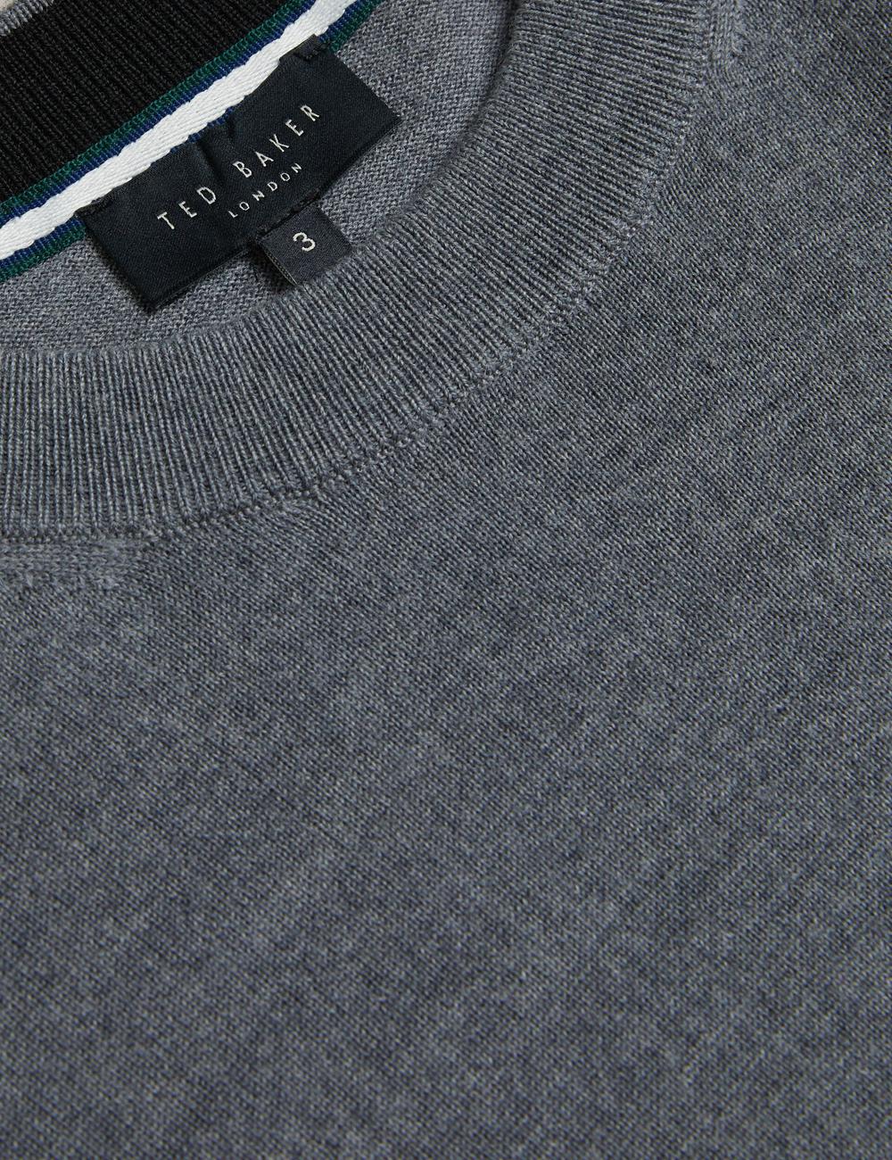 Charcoal Ted Baker CARNBY - Pure Wool Crew Neck Men Jumpers | SG  8946-VSQKH