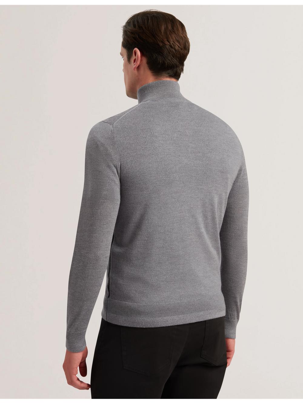 Charcoal Ted Baker LIMEHAS - Wool Quarter Zip Funnel Neck Men Jumpers | SG  2017-DRNXS