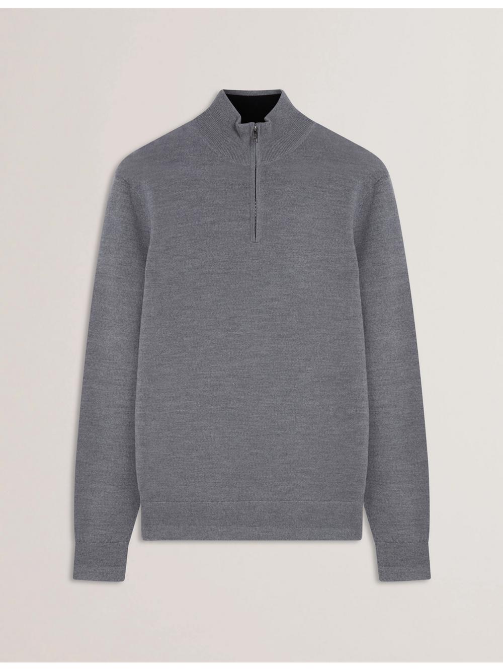 Charcoal Ted Baker LIMEHAS - Wool Quarter Zip Funnel Neck Men Jumpers | SG  2017-DRNXS