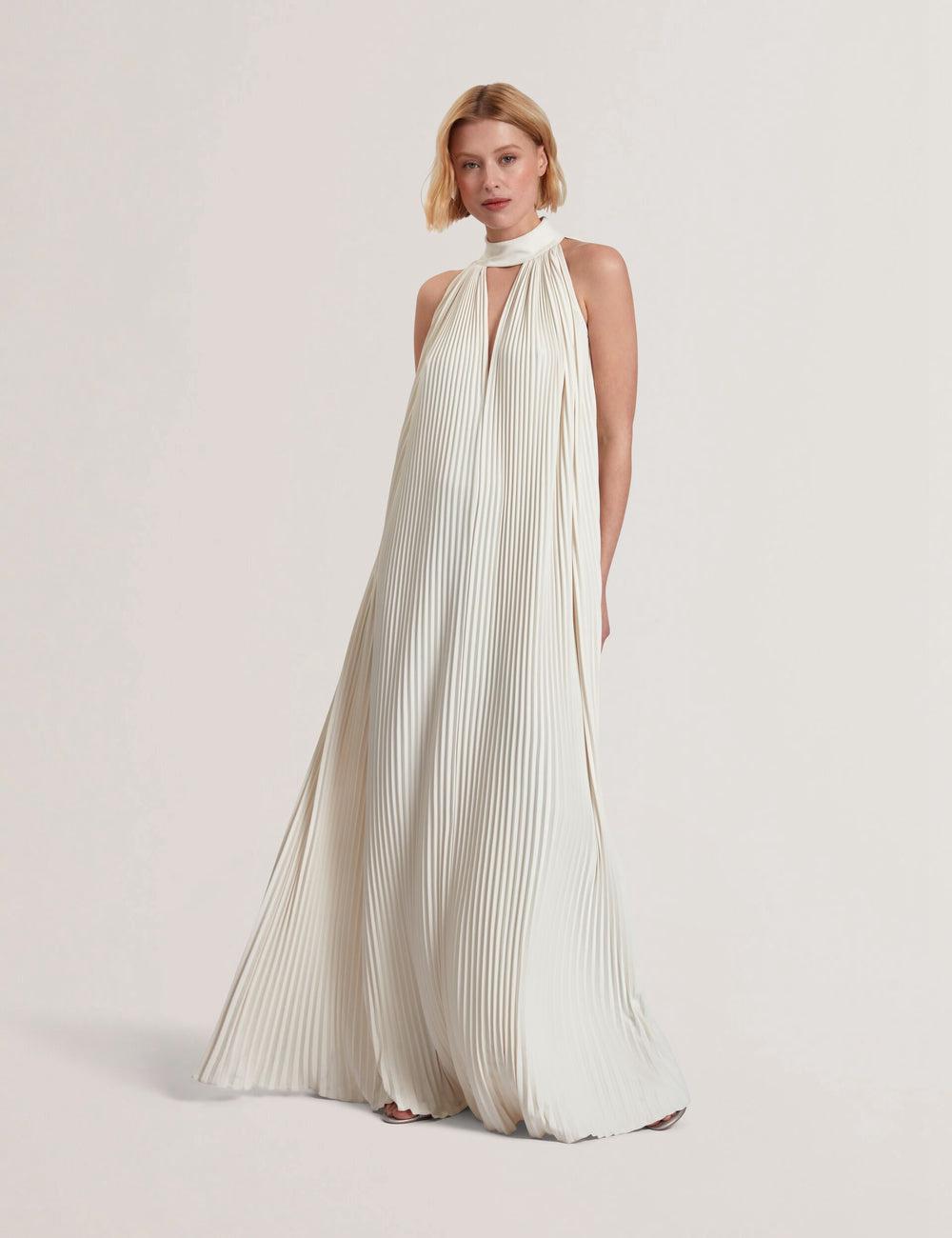 Coral Ted Baker AKALA - Halter Neck Keyhole Detail Pleated Women Maxi Dresses | SG  7426-AMWRO