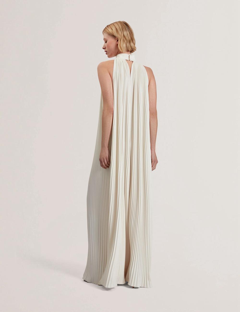 Coral Ted Baker AKALA - Halter Neck Keyhole Detail Pleated Women Maxi Dresses | SG  7426-AMWRO