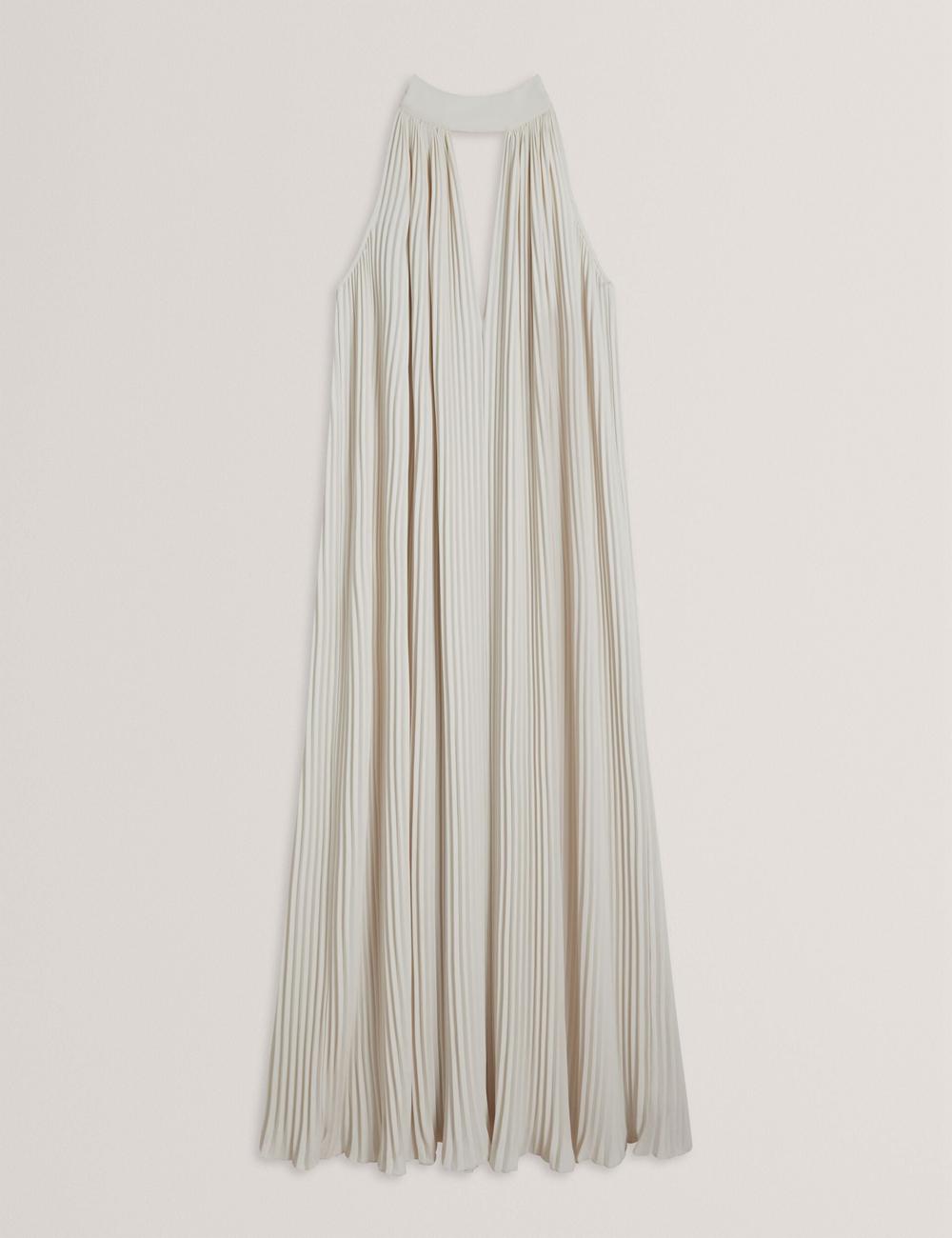 Coral Ted Baker AKALA - Halter Neck Keyhole Detail Pleated Women Maxi Dresses | SG  7426-AMWRO