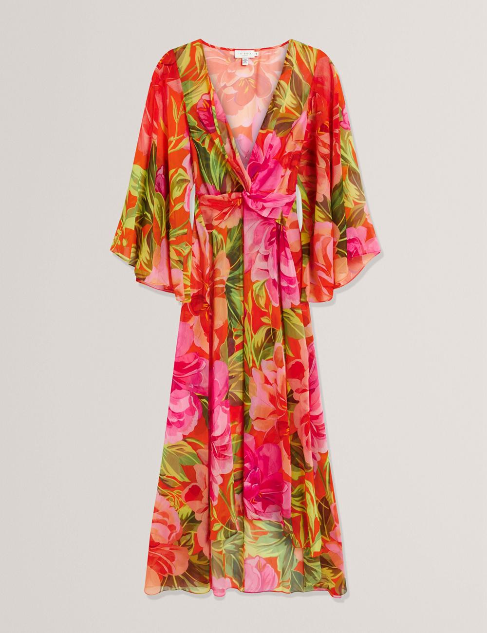 Coral Ted Baker DDARCIS - Floral Twisted Waist Maxi Beach Women Cover Ups | SG  9186-XLERB