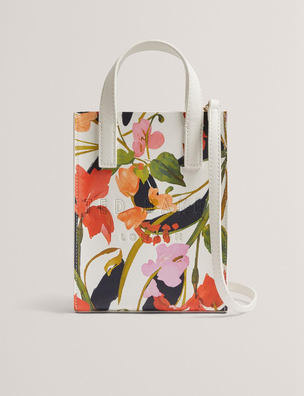 Cream Ted Baker FLOWEIA - Floral Faux Leather Mini Women Tote Bags | SG  3891-FWJGM