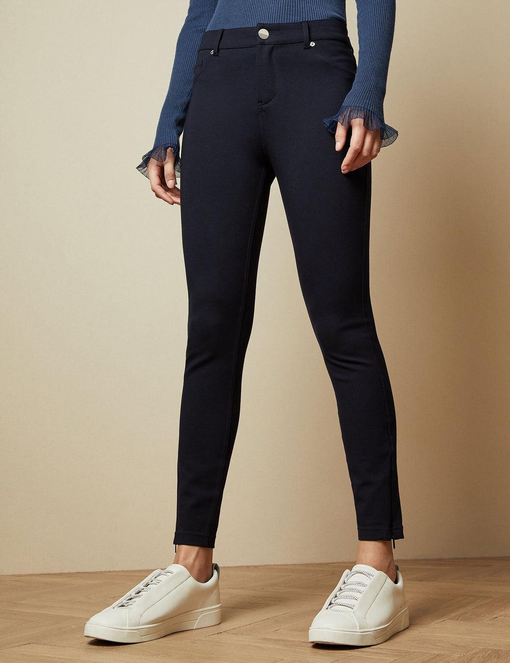 Dk-Blue Ted Baker STRENTI - Skinny Fit Zip Cuff Women Jeggings | SG  1706-RNGHS