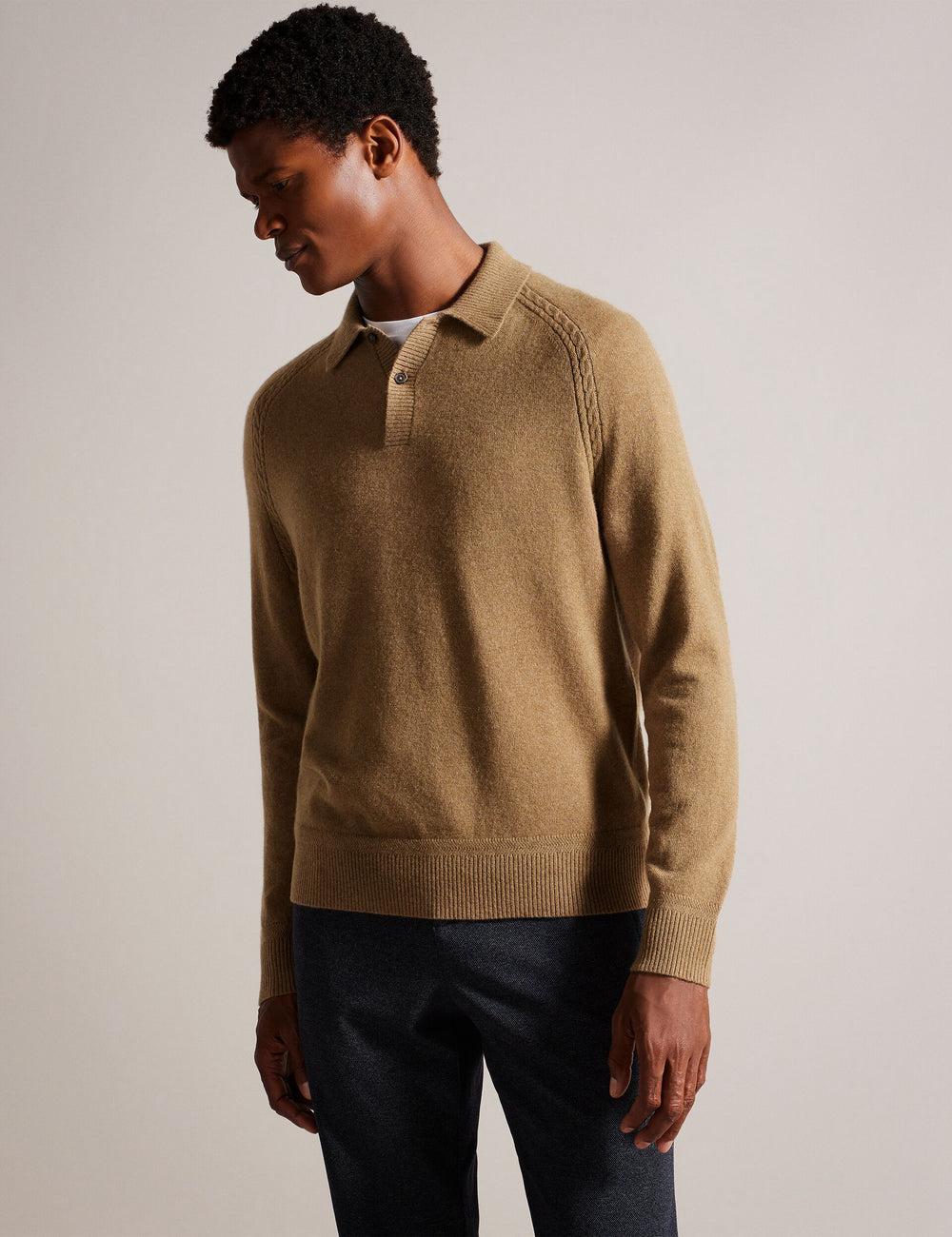 Dk-Brown Ted Baker KAROLT - Cashmere Knit Long Sleeve Top Men Jumpers | SG  8274-KCETY