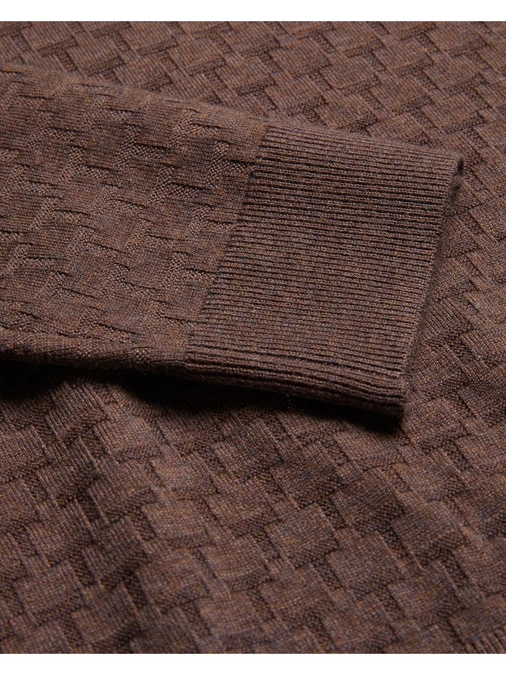 Dk-Brown Ted Baker MORAR - Long Sleeve T Stitch Knitted Men Jumpers | SG  7138-TGYIF