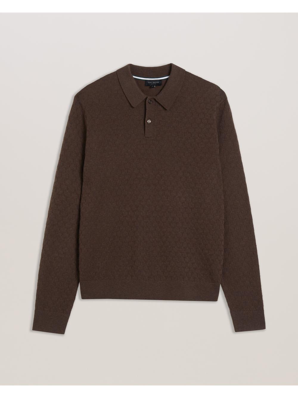 Dk-Brown Ted Baker MORAR - Long Sleeve T Stitch Knitted Men Jumpers | SG  7138-TGYIF