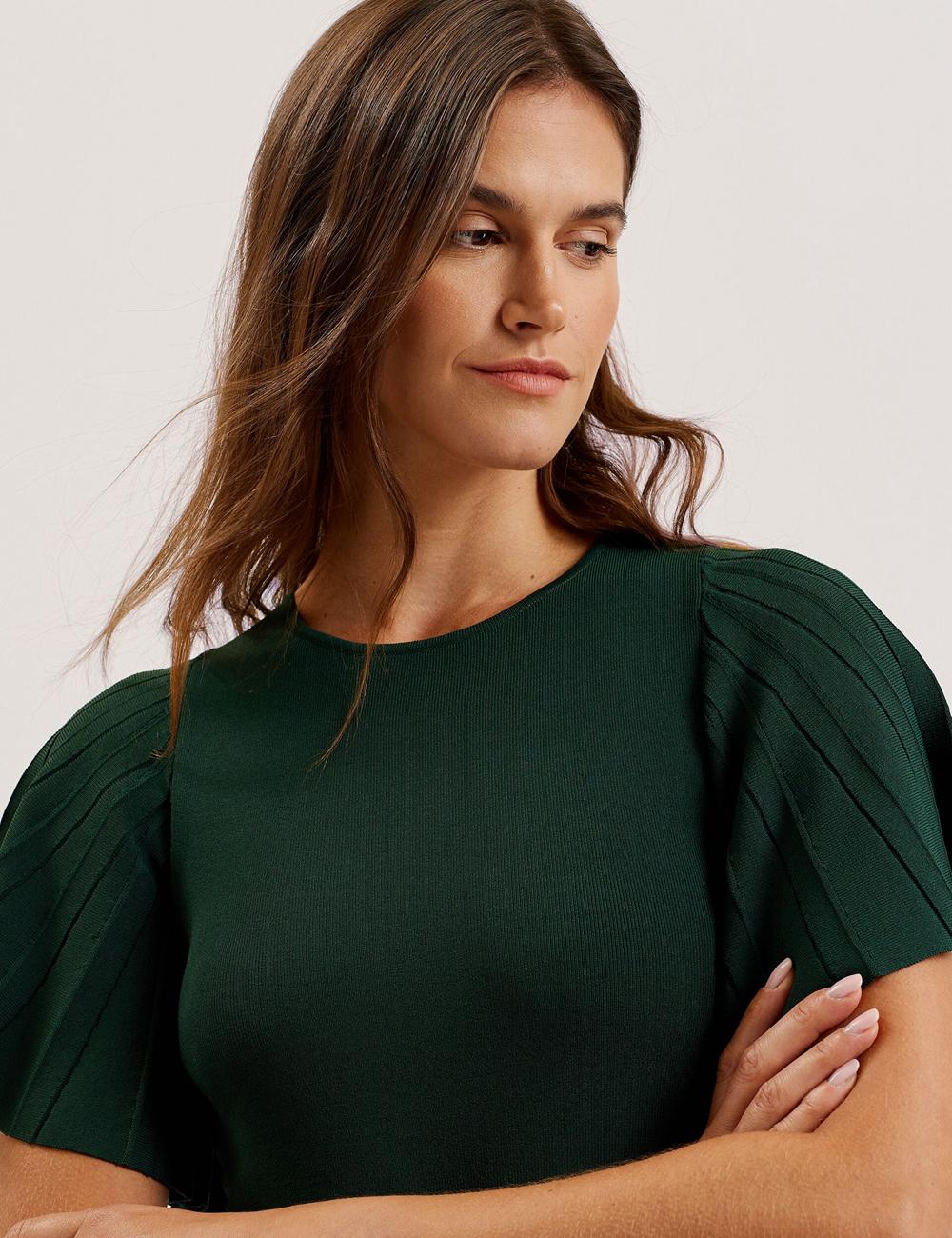 Dk-Green Ted Baker ALENHA - Knitted Angel Sleeve Women Mini Dresses | SG  6107-FZPLE