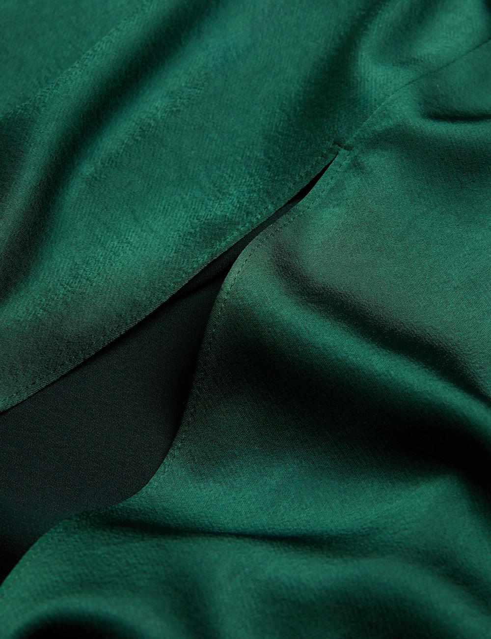 Dk-Green Ted Baker ALFEIOS - Long Sleeve Satin Skirt Women Midi Dresses | SG  6479-GBOJV