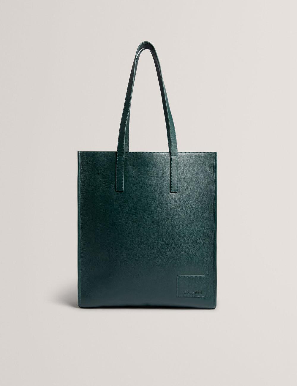 Dk-Green Ted Baker GRIFFIS - Tall Grained Leather Men Tote Bags | SG  9153-RNKDX